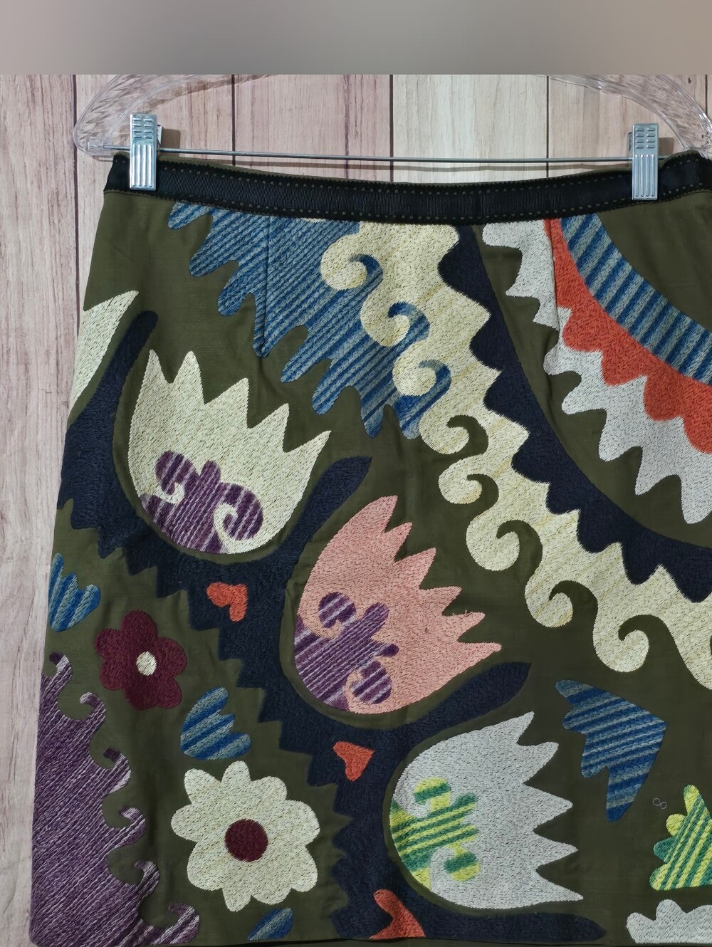 Anthropologie By Vanessa Virginia Embroidered A-Line Skirt Size 10 - Picture 5 of 8